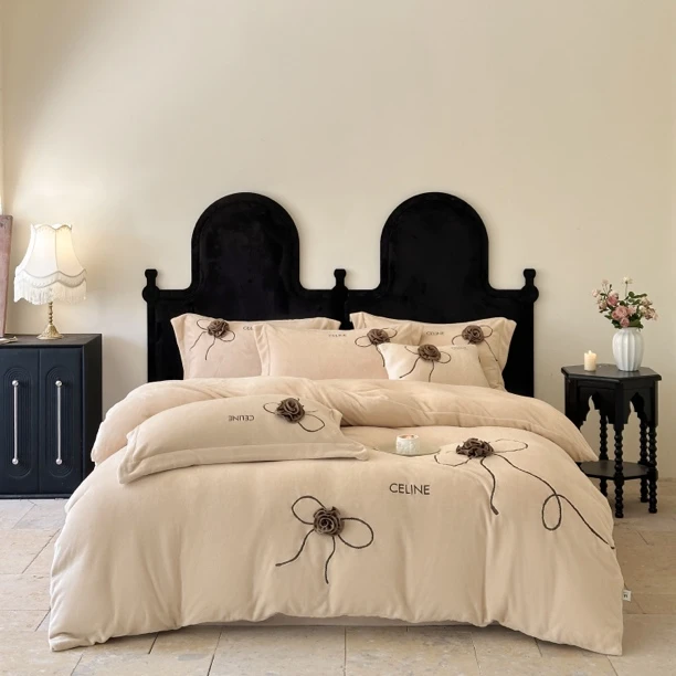 唐小姐 全消光牛奶绒/立体花朵/牛奶绒四件套