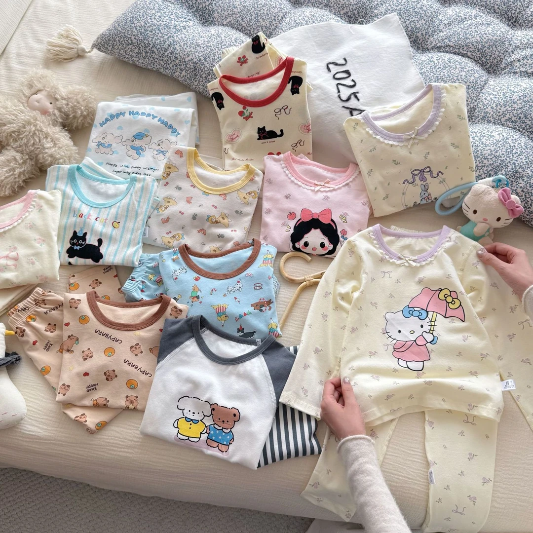 【10A抗菌】儿童莱卡无骨纯棉套装宝宝秋衣秋裤男女睡衣家居服套装