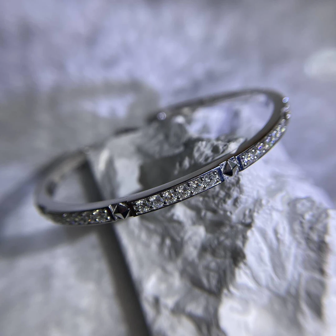 实验室培育钻石【洛卡卡】925银镶嵌人工培育钻石满钻星空钻石手镯