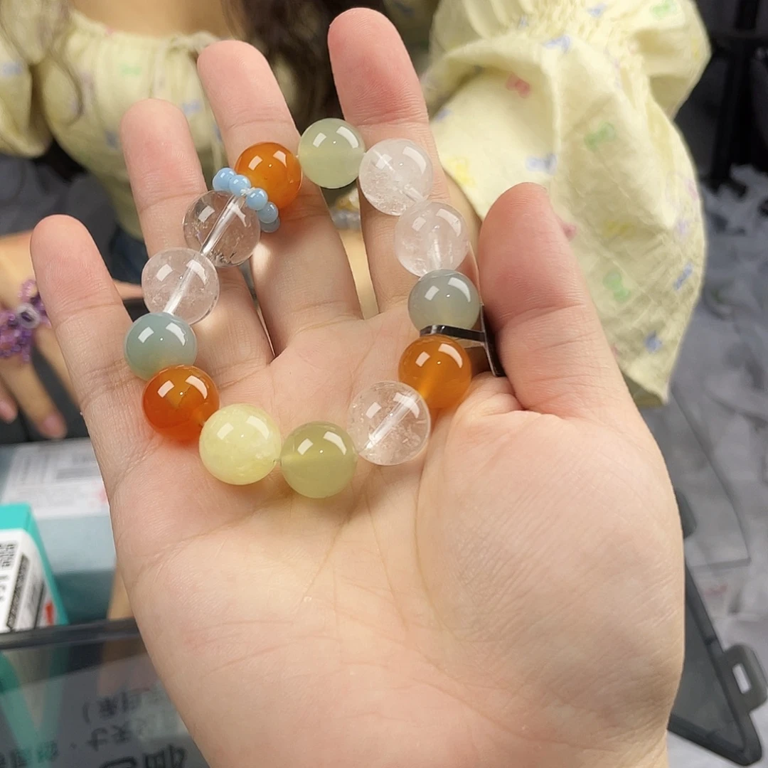 水晶手串银S925镀金镶嵌