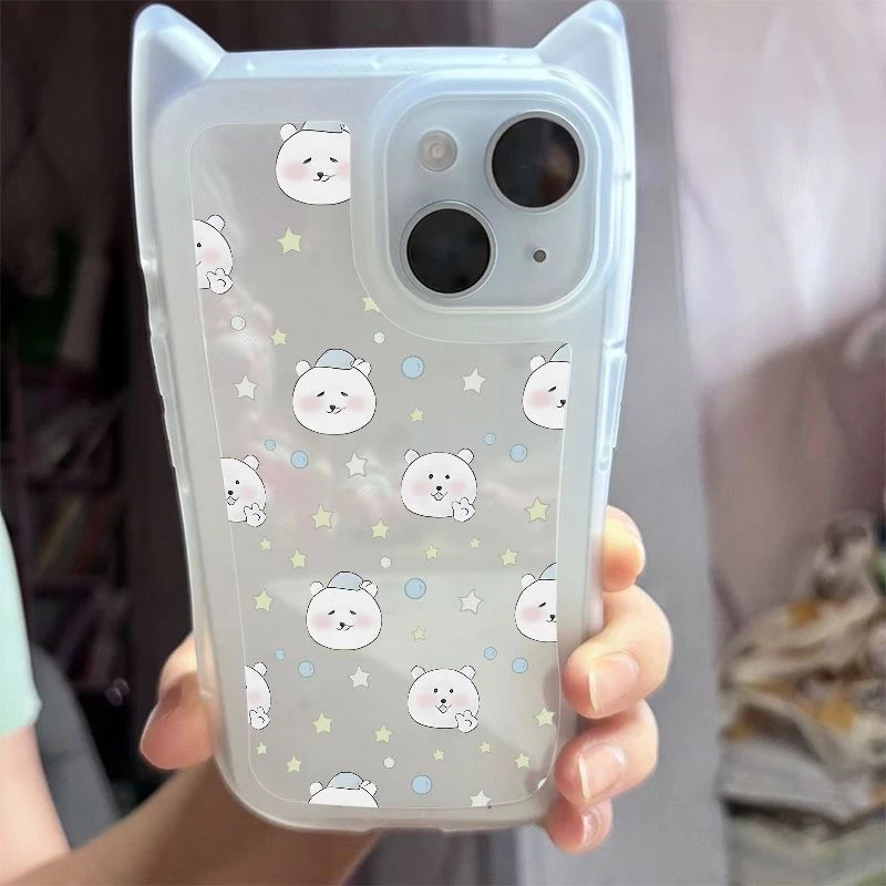 波点自嘲熊适用iphone17promax/16pro手机壳iPhone15透明13趣味14