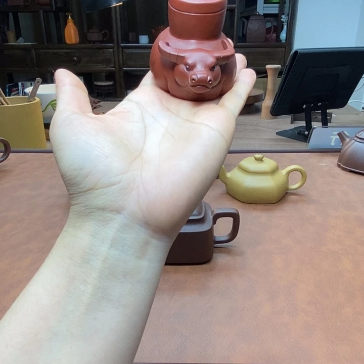 小红泥紫砂盖置牛牛