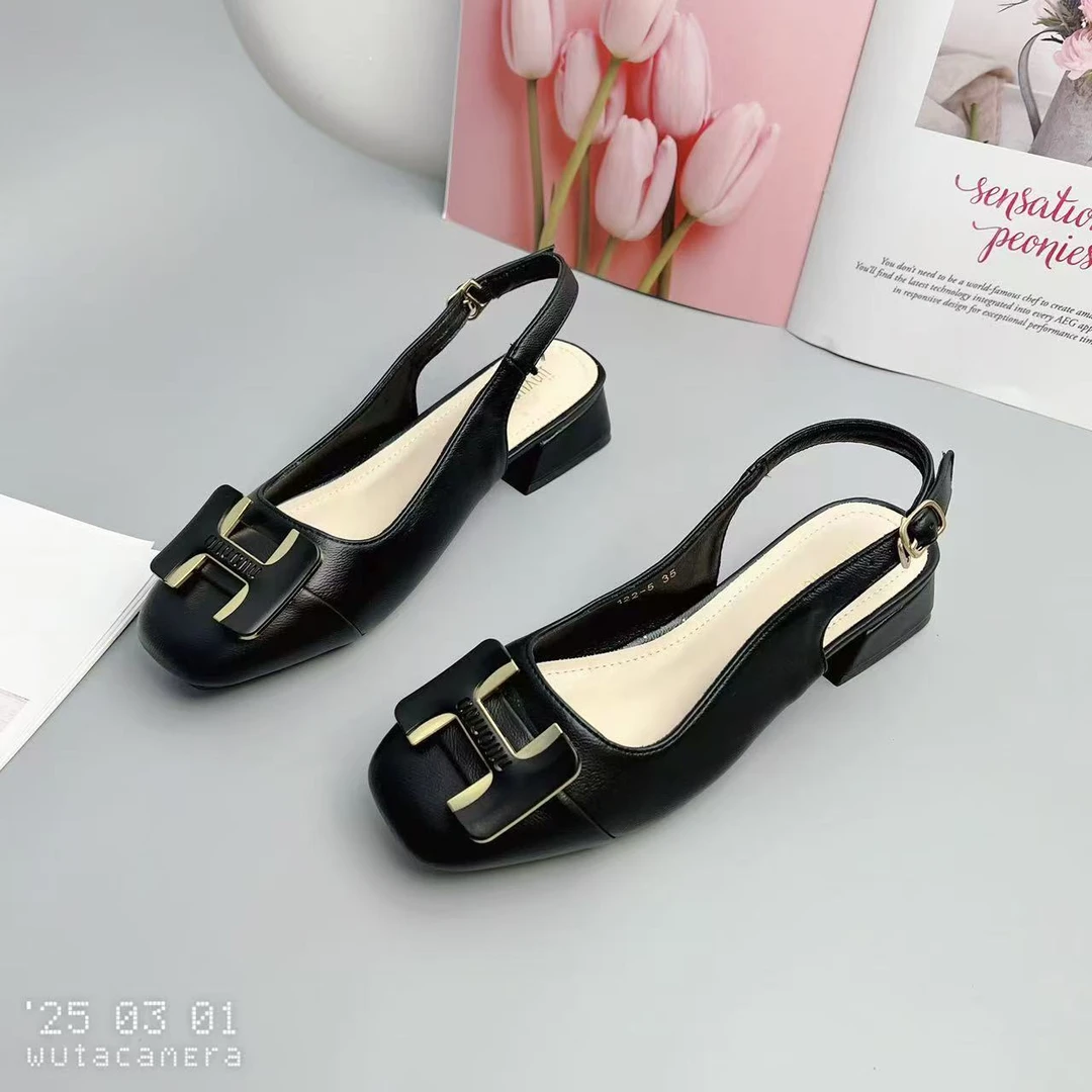 122-5 新款法式气质百搭时尚粗跟包头凉鞋