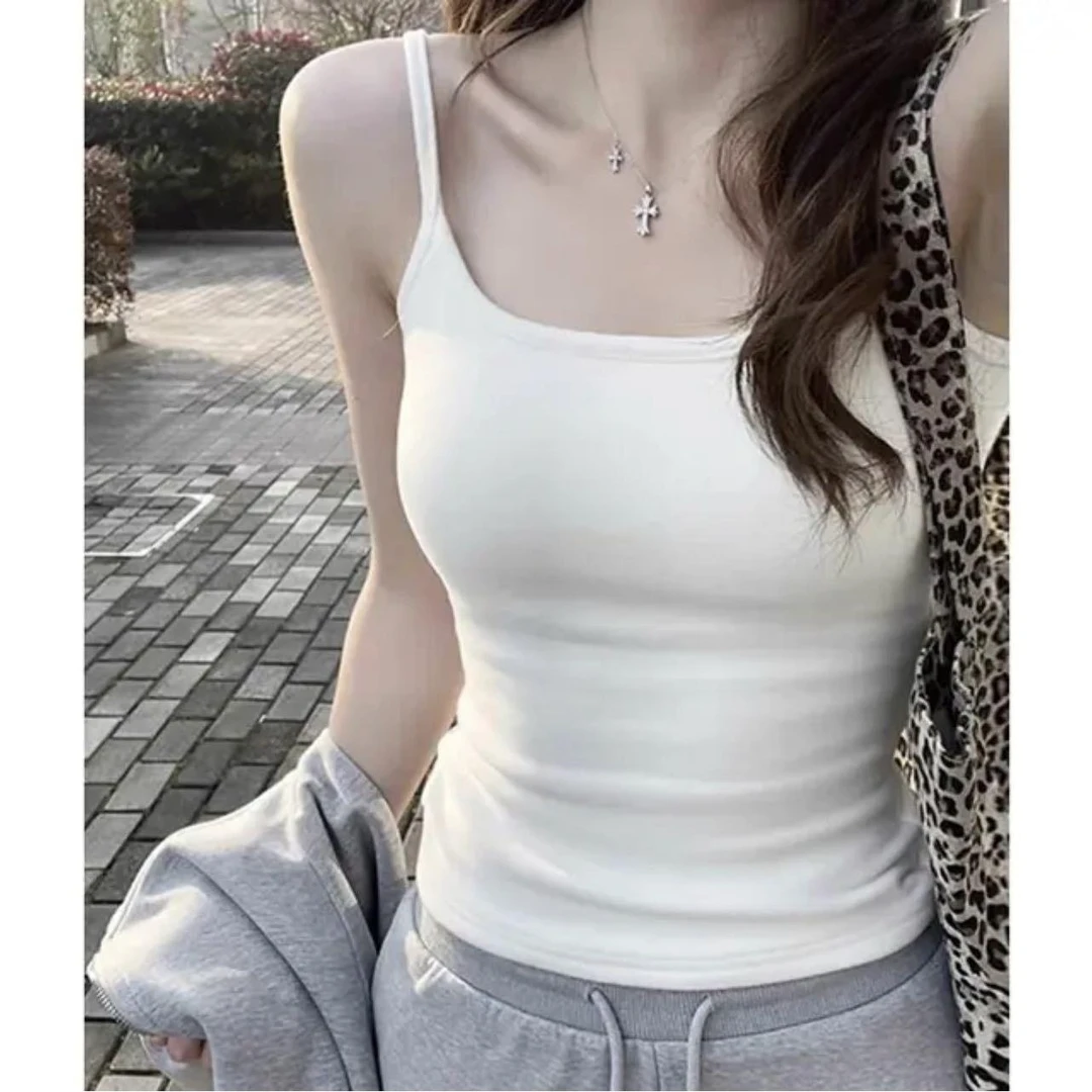 纯色吊带背心女新款夏季内搭美背带胸垫修身显瘦外穿独特上衣