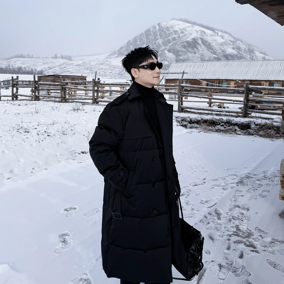 【DAIO ETHAN】【罗弗敦冬日】翻领男长款羽绒服过膝白鸭绒保暖外套