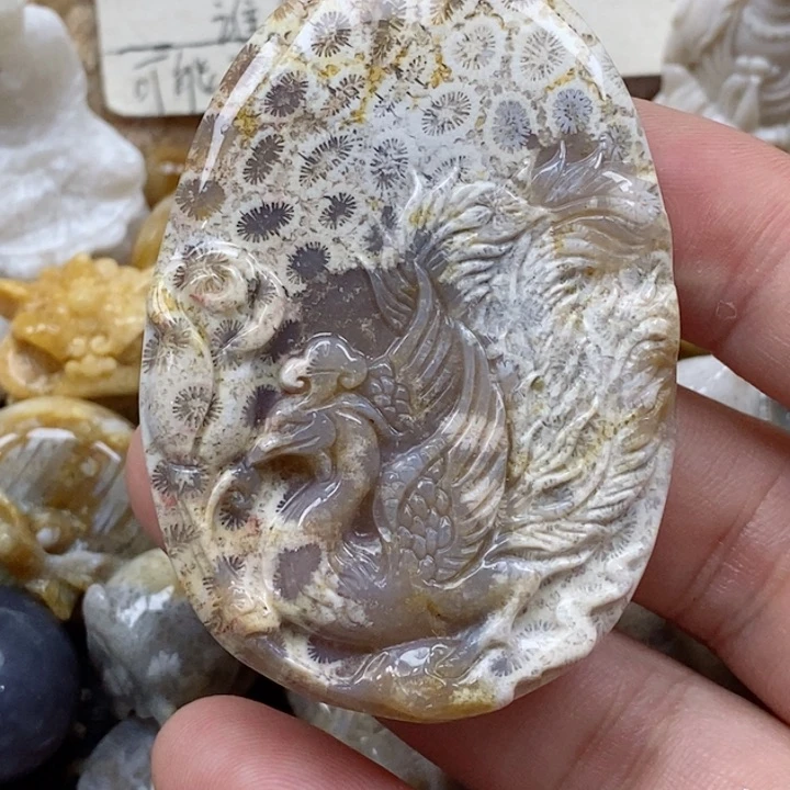 颈饰未镶嵌硅化珊瑚（珊瑚玉）