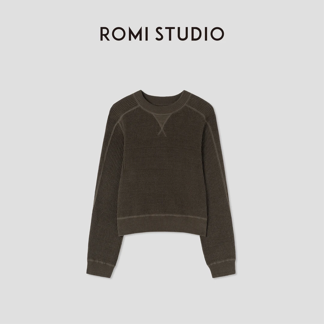 ROMI STUDIO“感知秋意”32S甄选棉华夫格圆领套头毛衫 RW24AS90313