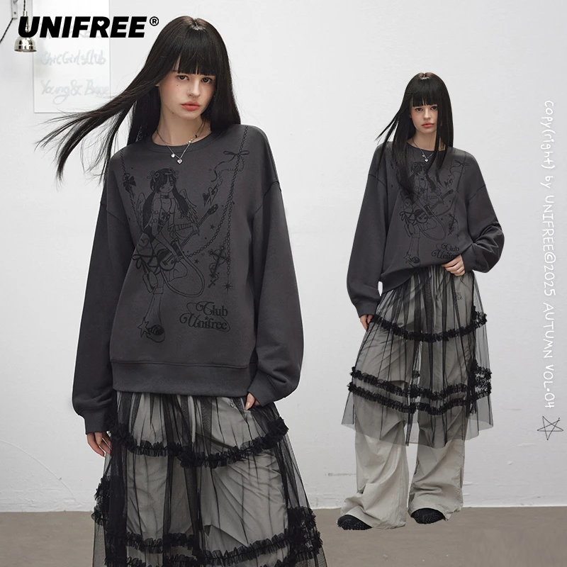 【芋总专属】UNIFREE韩系长袖圆领卫衣U253A965P1W1