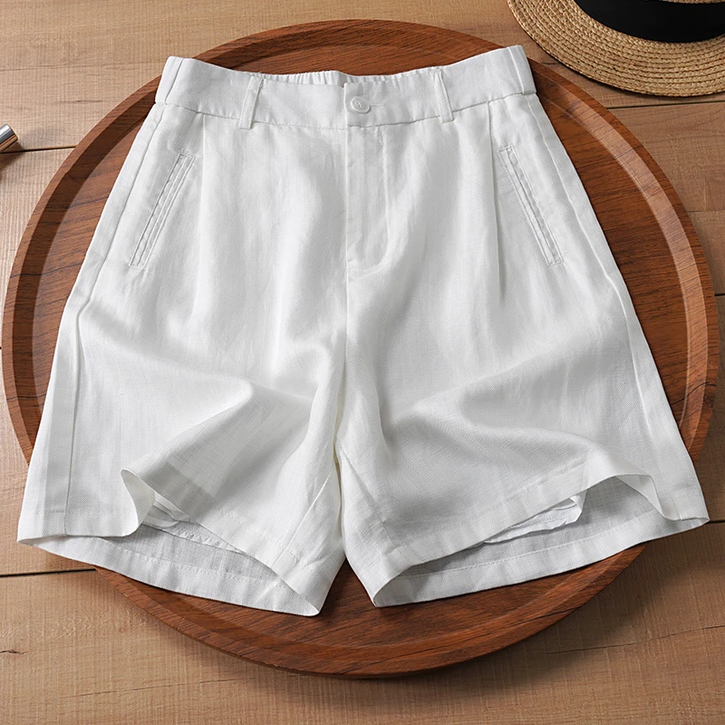 五分天丝亚麻短裤女夏季新款高腰小个子休闲薄款直筒5分阔腿热裤
