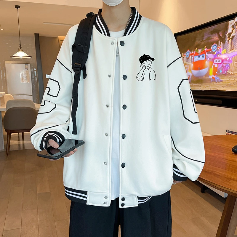 稻草人秋冬新款中学生青少年棒球服百搭夹克男士休闲时尚立领外套