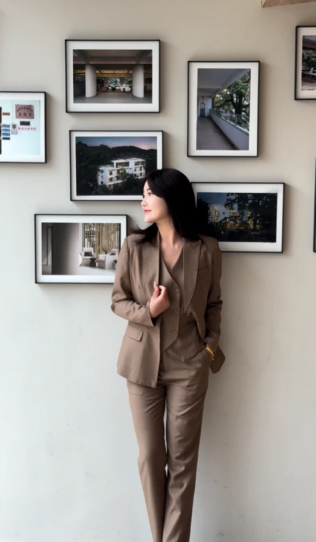 臻韩美经典爆款卡其色三件套