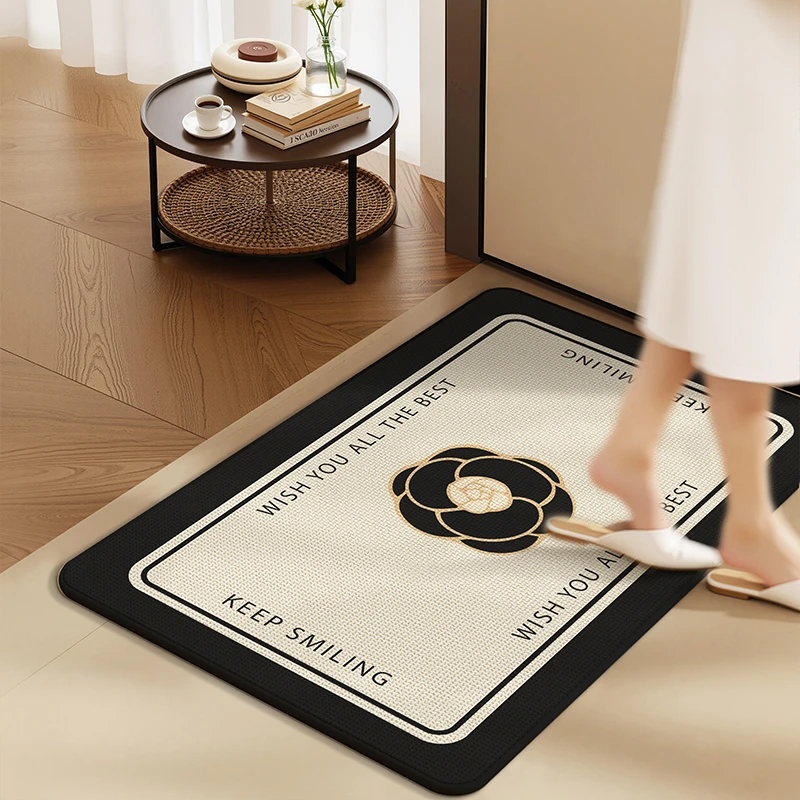 现代轻奢亚麻编织卫生间地垫浴室防滑吸水地毯厕所洗手间速干脚垫