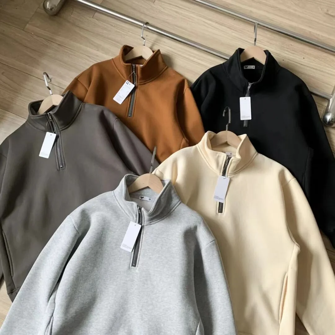 撤柜 男士秋冬户外机能防风保暖半拉链加厚保暖宽松卫衣 抓绒衣