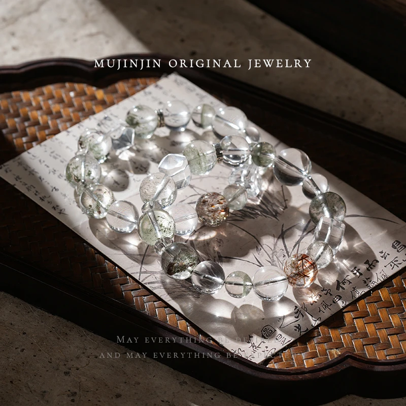 【木槿槿】天然绿幽灵单圈设计款手链女款约9-13m手串多样性发一