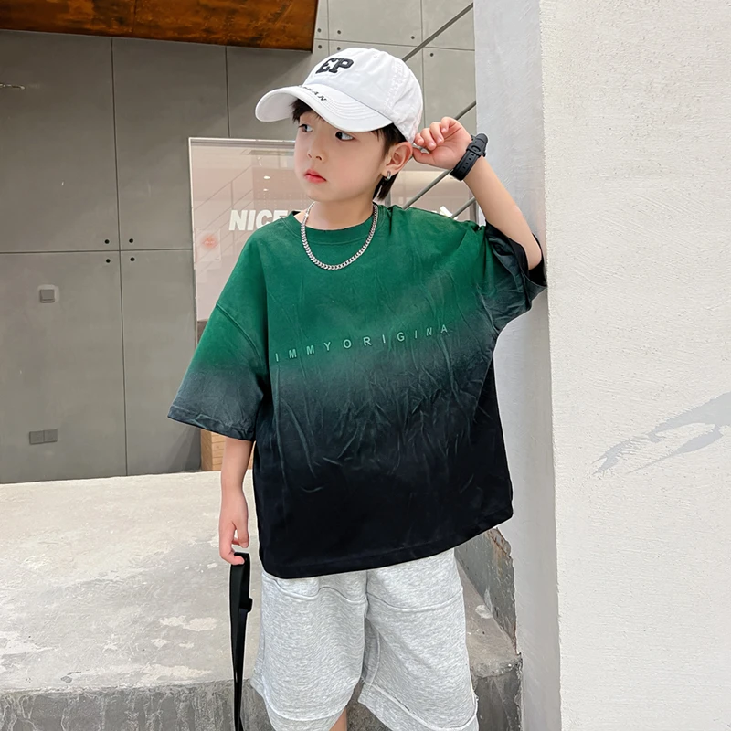 男童夏装扎染半袖短袖T恤2025新款儿童装男孩纯棉上衣K232TX3315