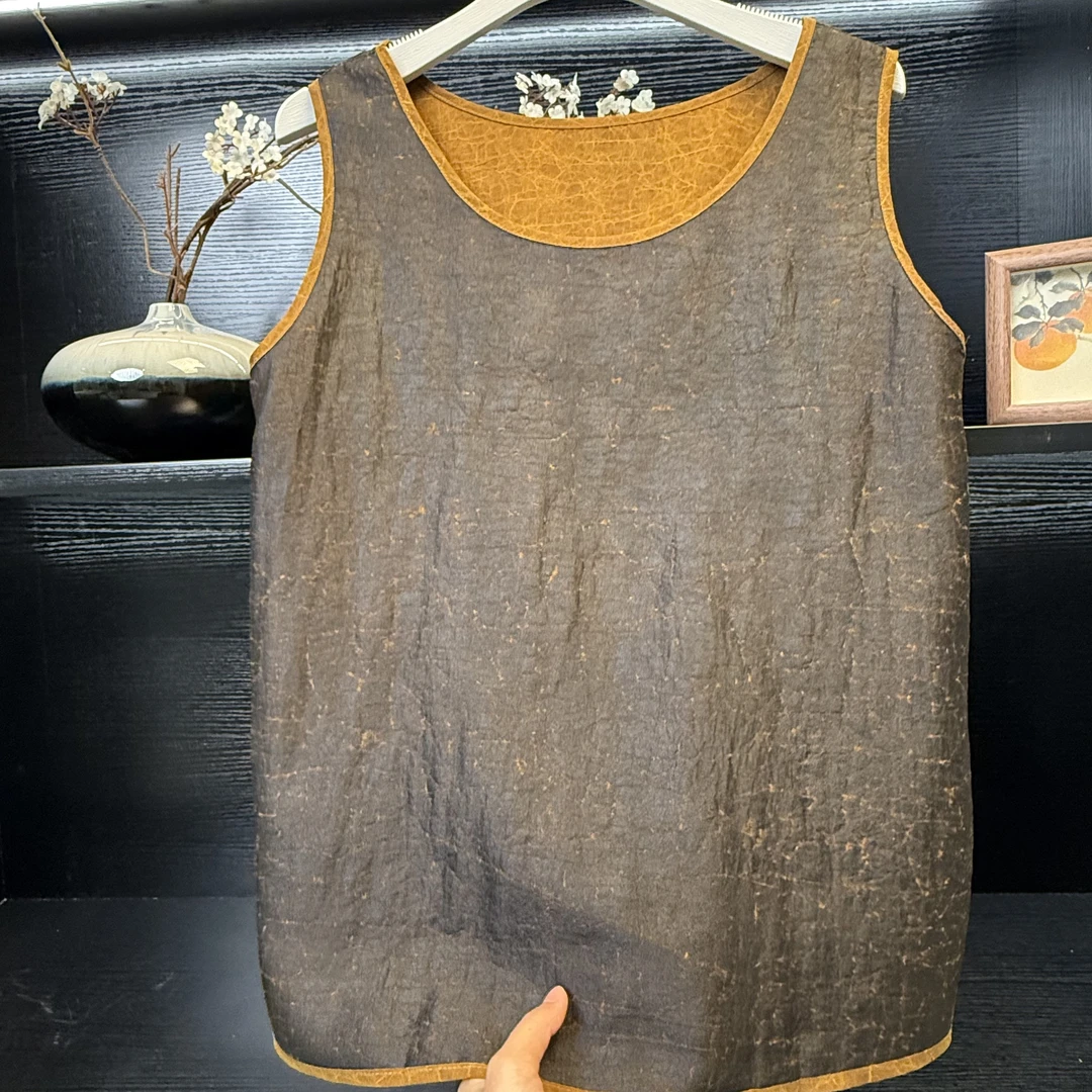 中式双面金龟薄款无袖背心2136