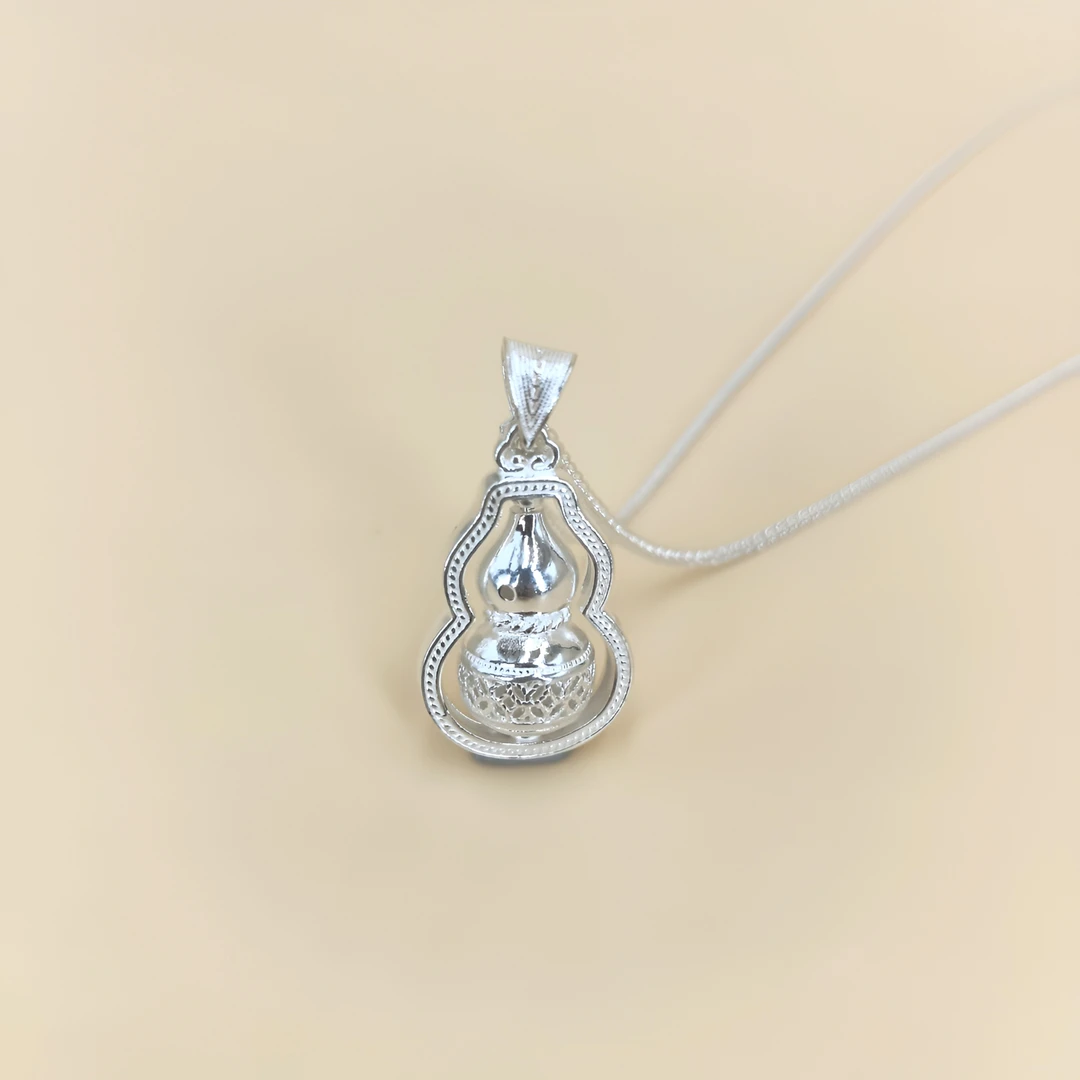 坠链均足银 99纯银福运葫芦拉丝吊坠新中式银吊坠生日礼物送女友