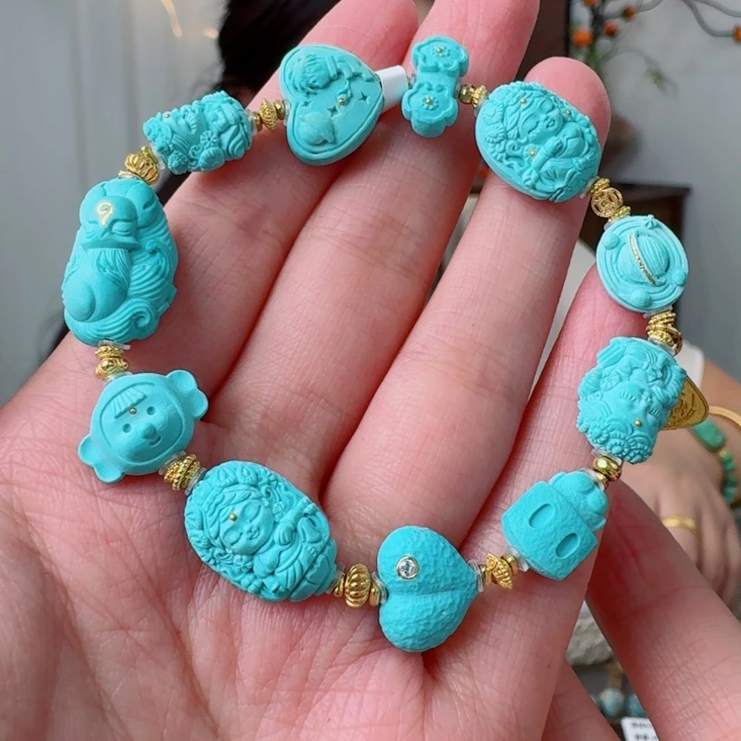 18K金镶嵌绿松石珠宝奇石