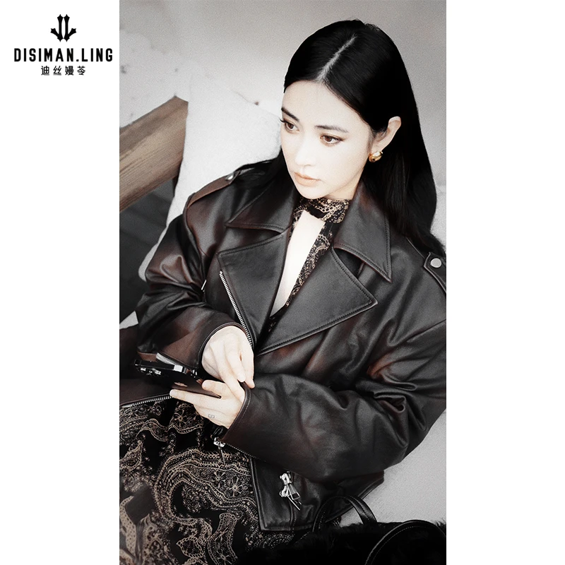 迪丝嫚苓复古擦色外套气质时尚休闲翻领秋冬原创设计款小众优雅感