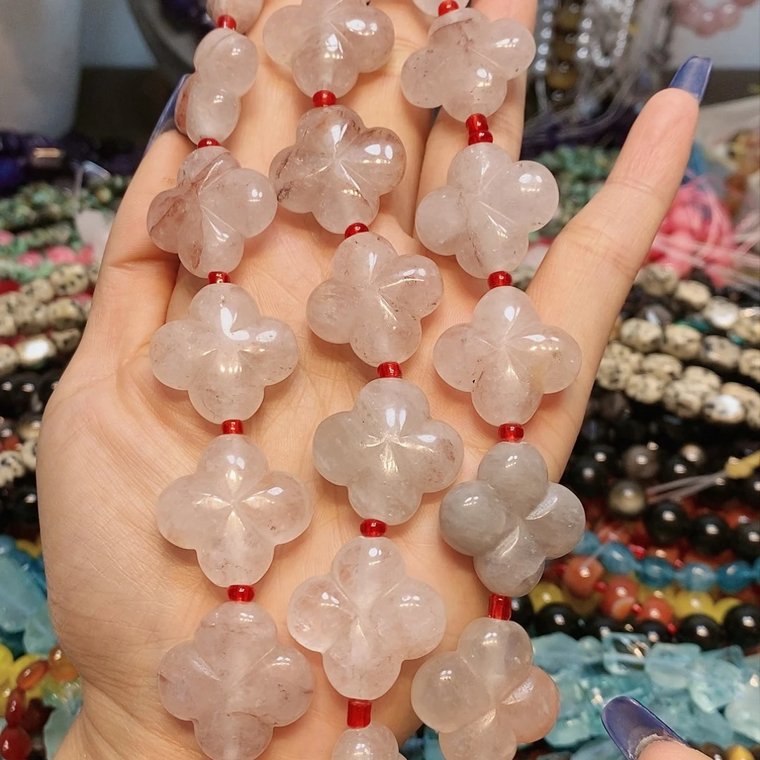 玛瑙/玉髓散珠天然红椒花四叶草到手8颗