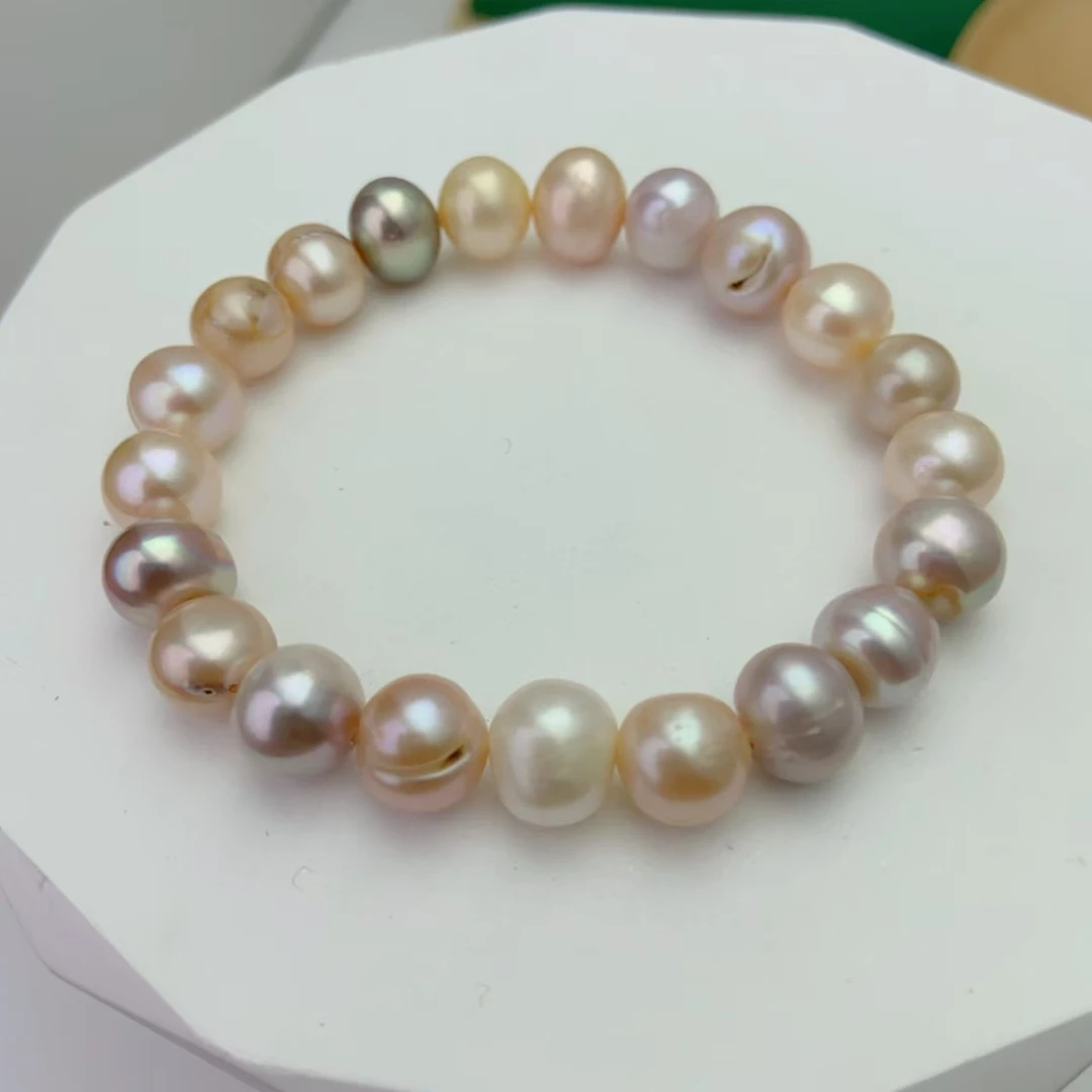 【马卡龙】8-9MM天然淡水珍珠异形珍珠百搭手链多色珠手串DSL00688