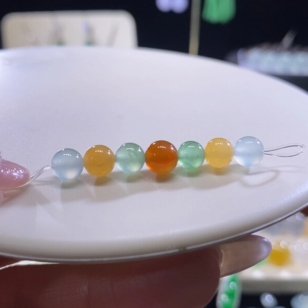 翡翠未镶嵌颈饰翡翠糖果色系小珠搭配