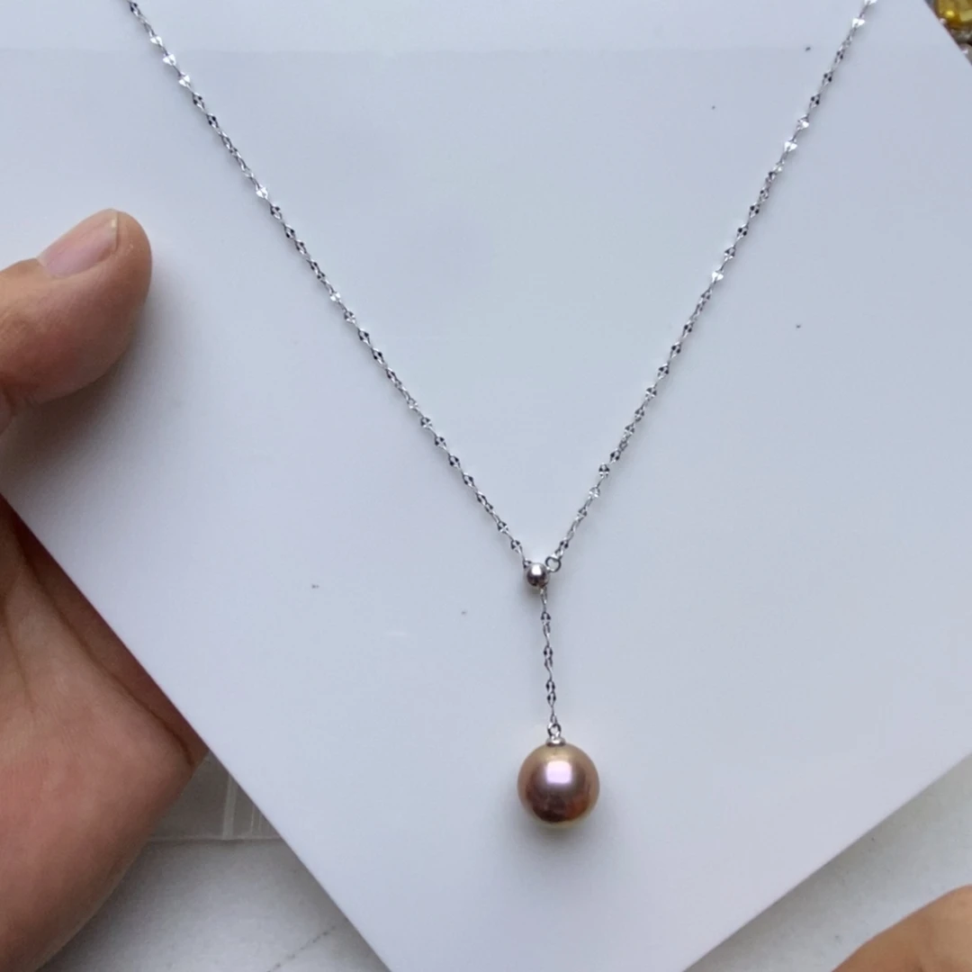 颈饰淡水珍珠银S925镶嵌12-13mm炫彩珍珠Y链