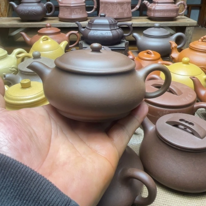 茶壶紫泥宜兴紫砂壶半手工制作，130cc