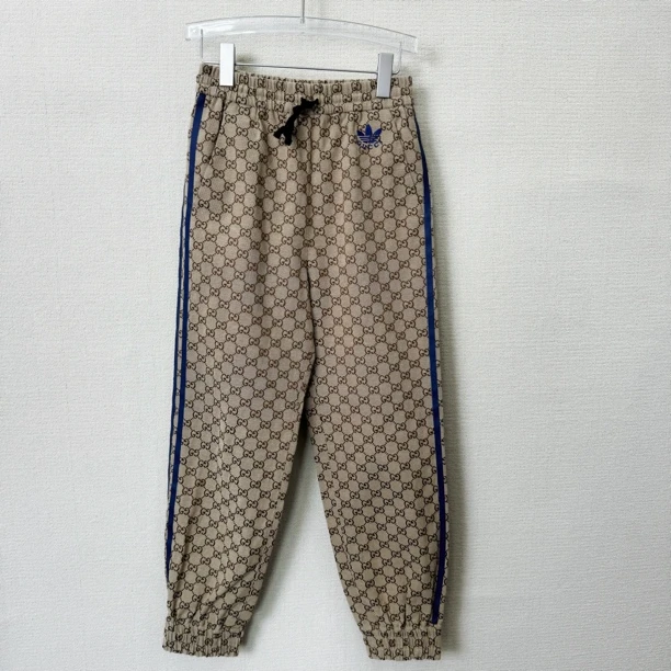 99新 GUCCI/古驰 联名adidas字母Logo满印系带束脚休闲裤/36码