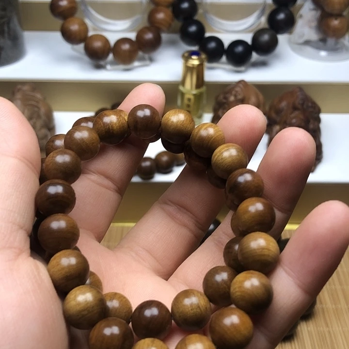 檀香木无事牌老山檀香1.0手串全
