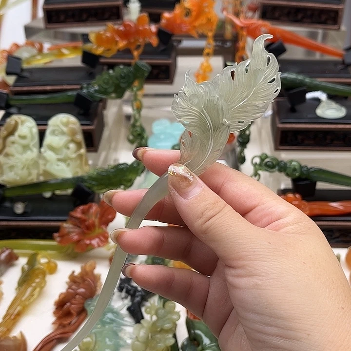 蛇纹石玉岫玉发簪未镶嵌