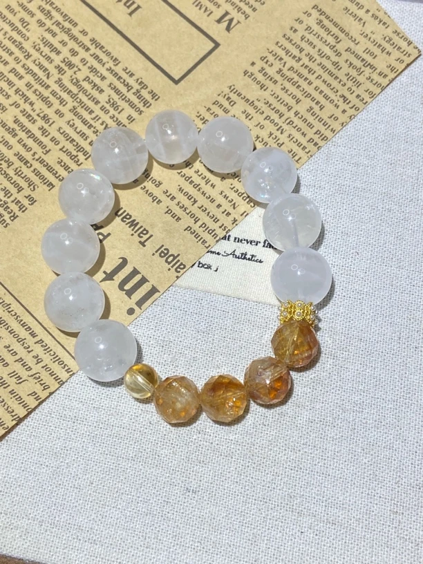 白幽灵黄胶花黄塔晶雪花幽灵黄水晶新款手串