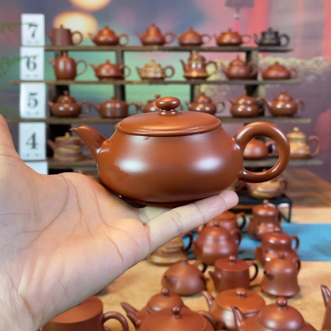 茶壶紫砂二****柒潮州手工手拉朱泥明炉壶