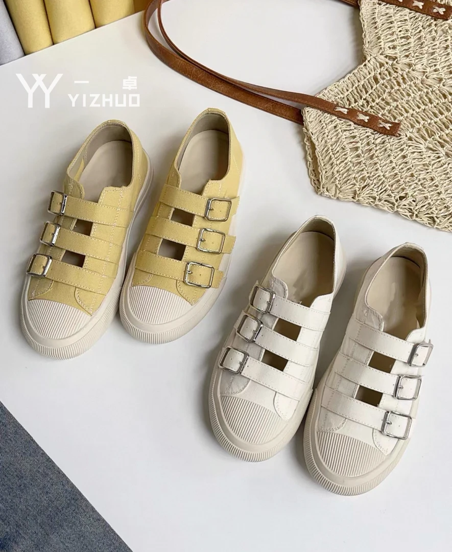 2025透气魔术贴防滑圆头厚底增高百搭休闲板鞋帆布鞋女253-32