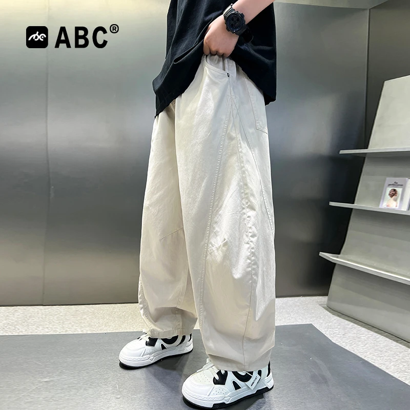 ABC男童夏季速干裤2025新款中大童男孩薄款小脚裤儿童透气防蚊裤