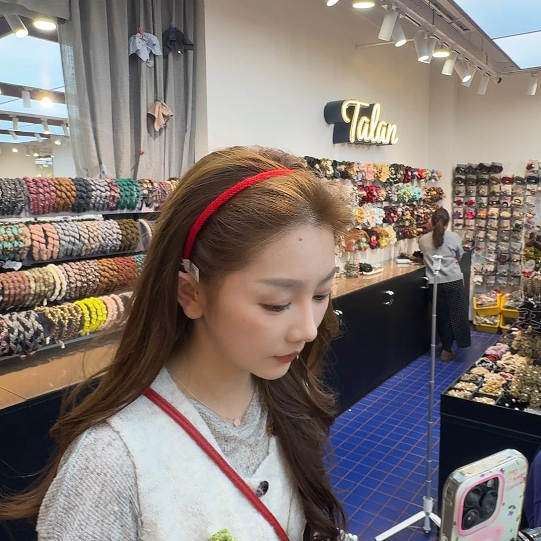 布艺铁合金红色毛线发箍