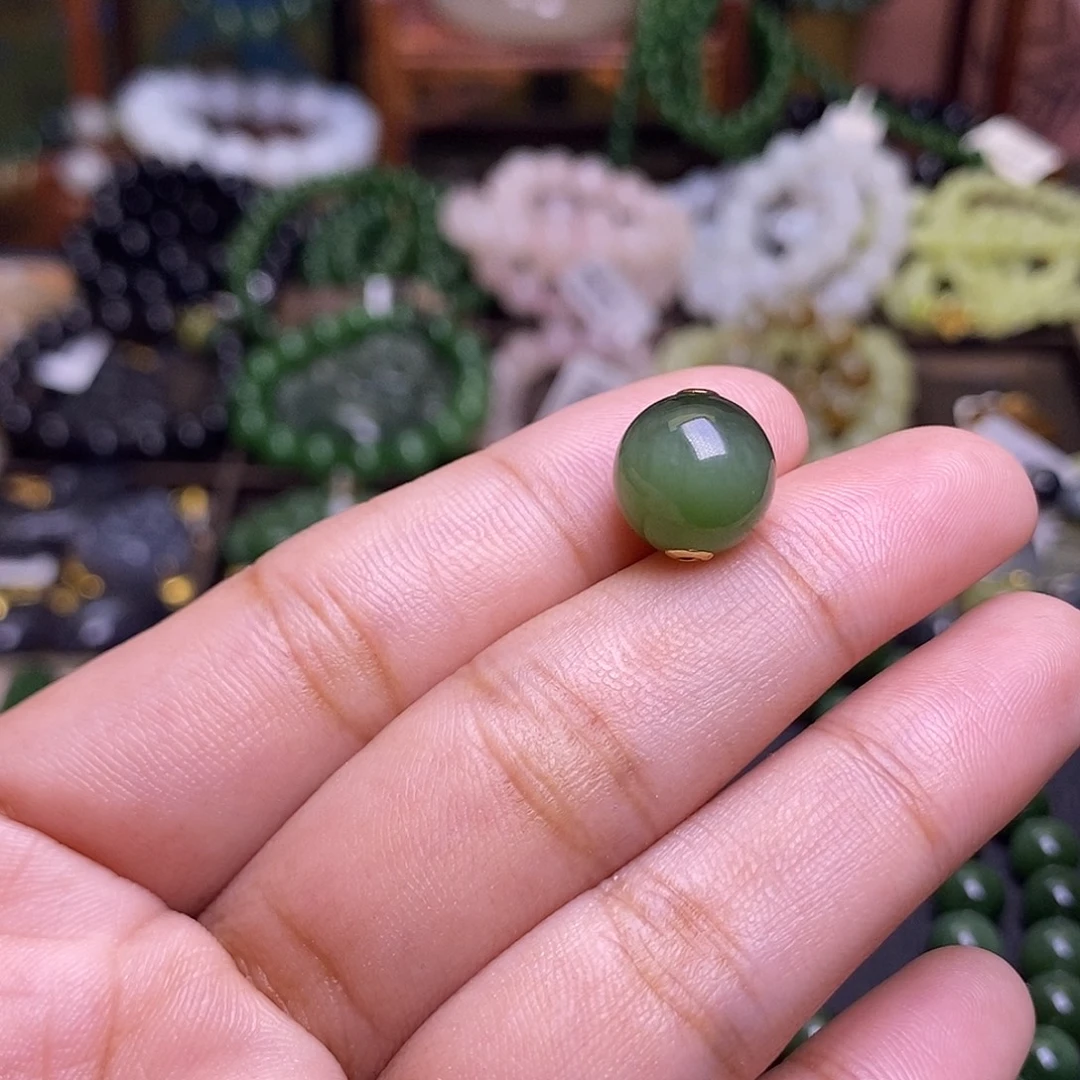 和田玉未镶嵌颈饰碧玉猫眼老矿料金镶路路通