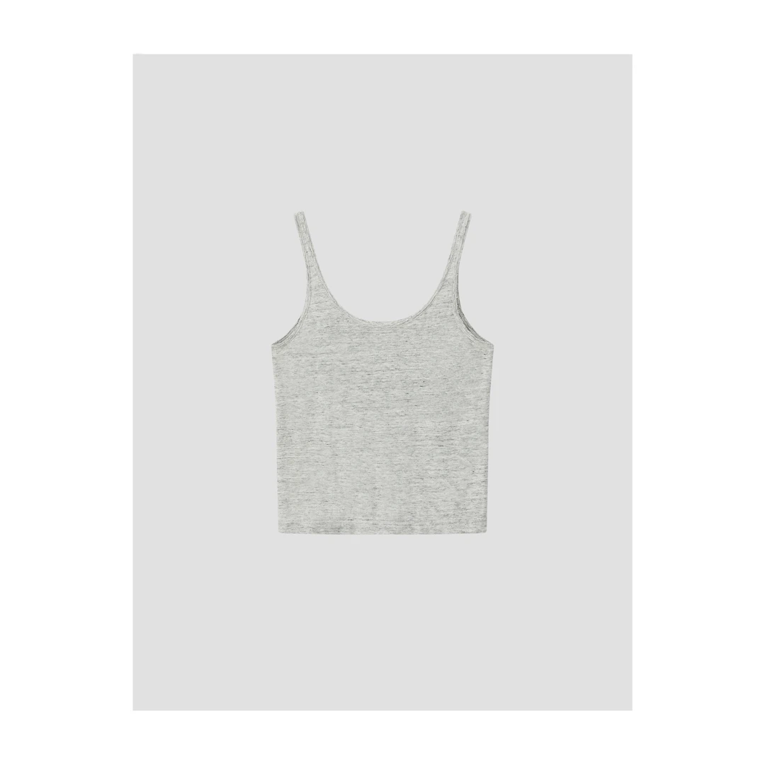 靠谱的私服【灰调调】新款荃麻双纱水洗大露背小背心KP24429