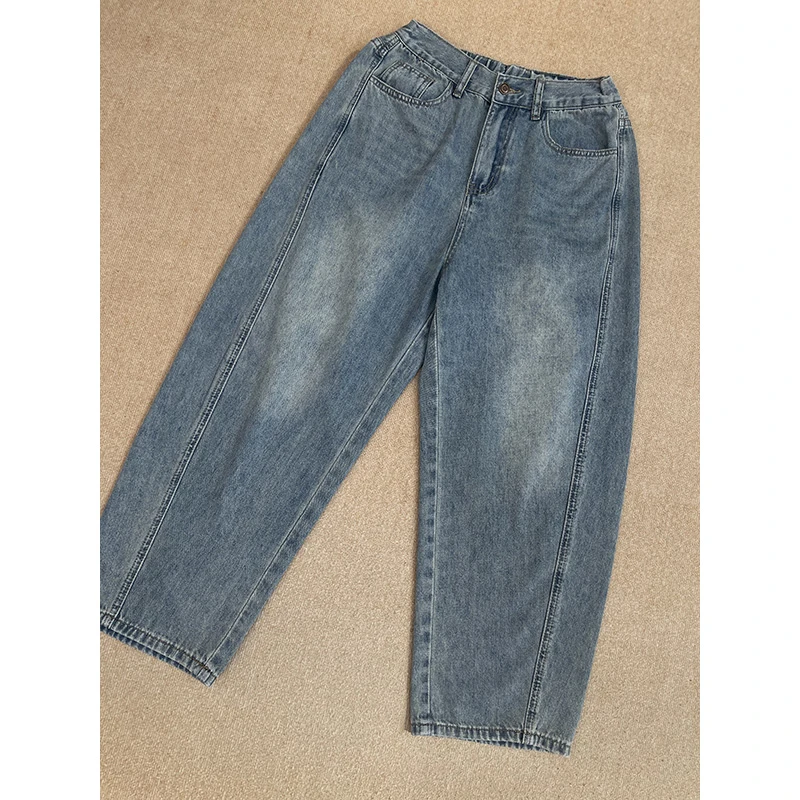 Daoi/丹丹 浅色半松紧腰休闲牛仔裤 85067-3