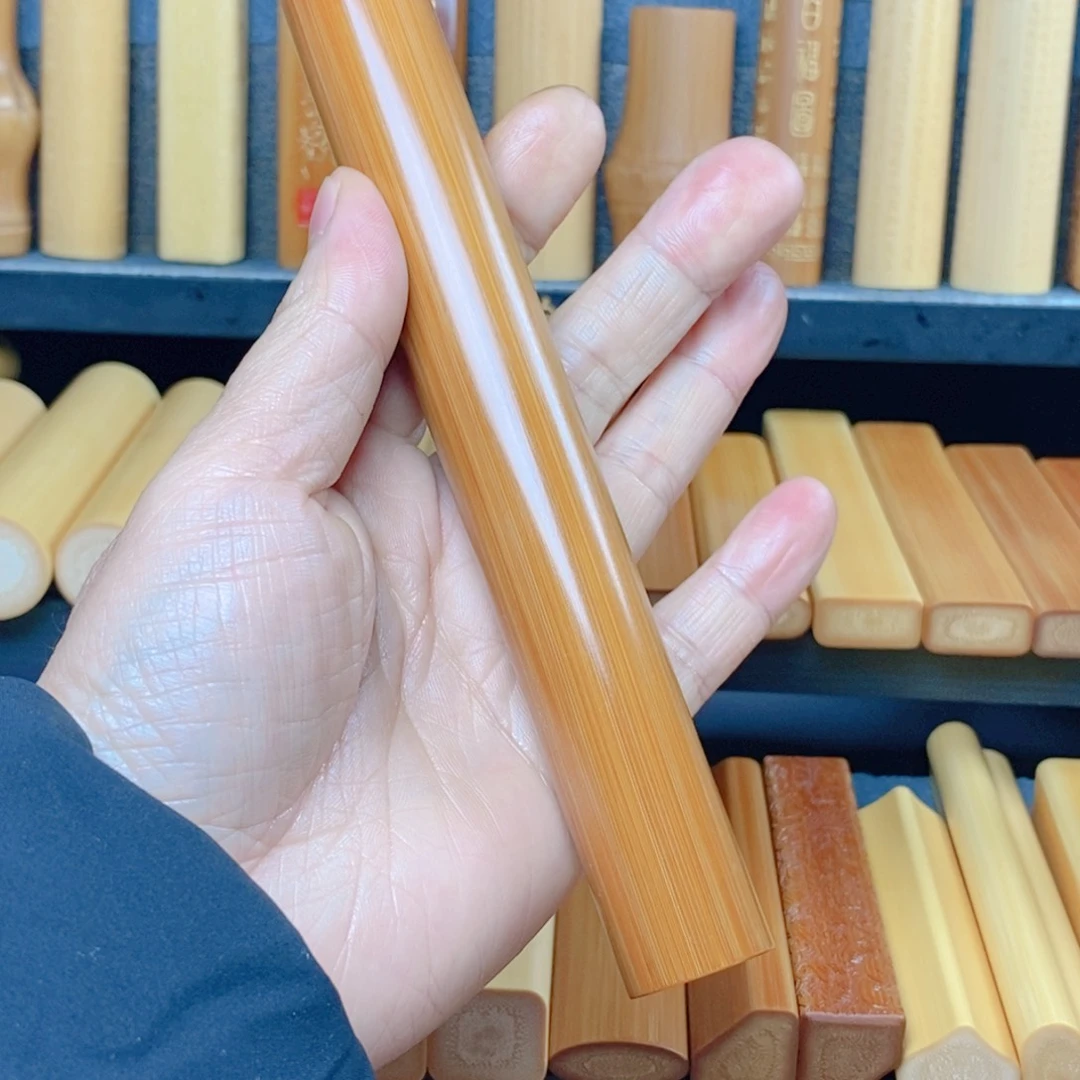 襄**选实心玉竹文玩手把件一物一拍