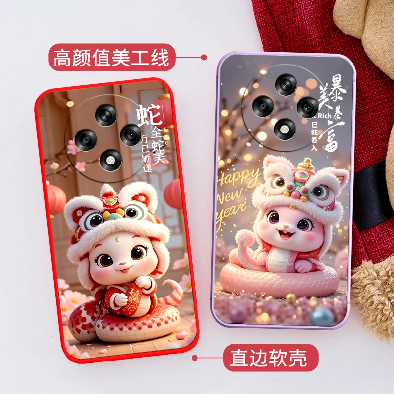 蛇年新招财款oppoa35g手机壳PKA110软硅胶全包大红色喜庆2025时尚