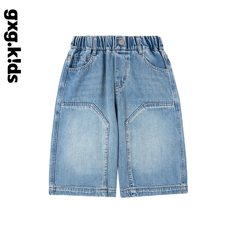 gxgkids男女童五分牛仔裤浅色时尚宽松休闲中裤水裤子QYNZ043