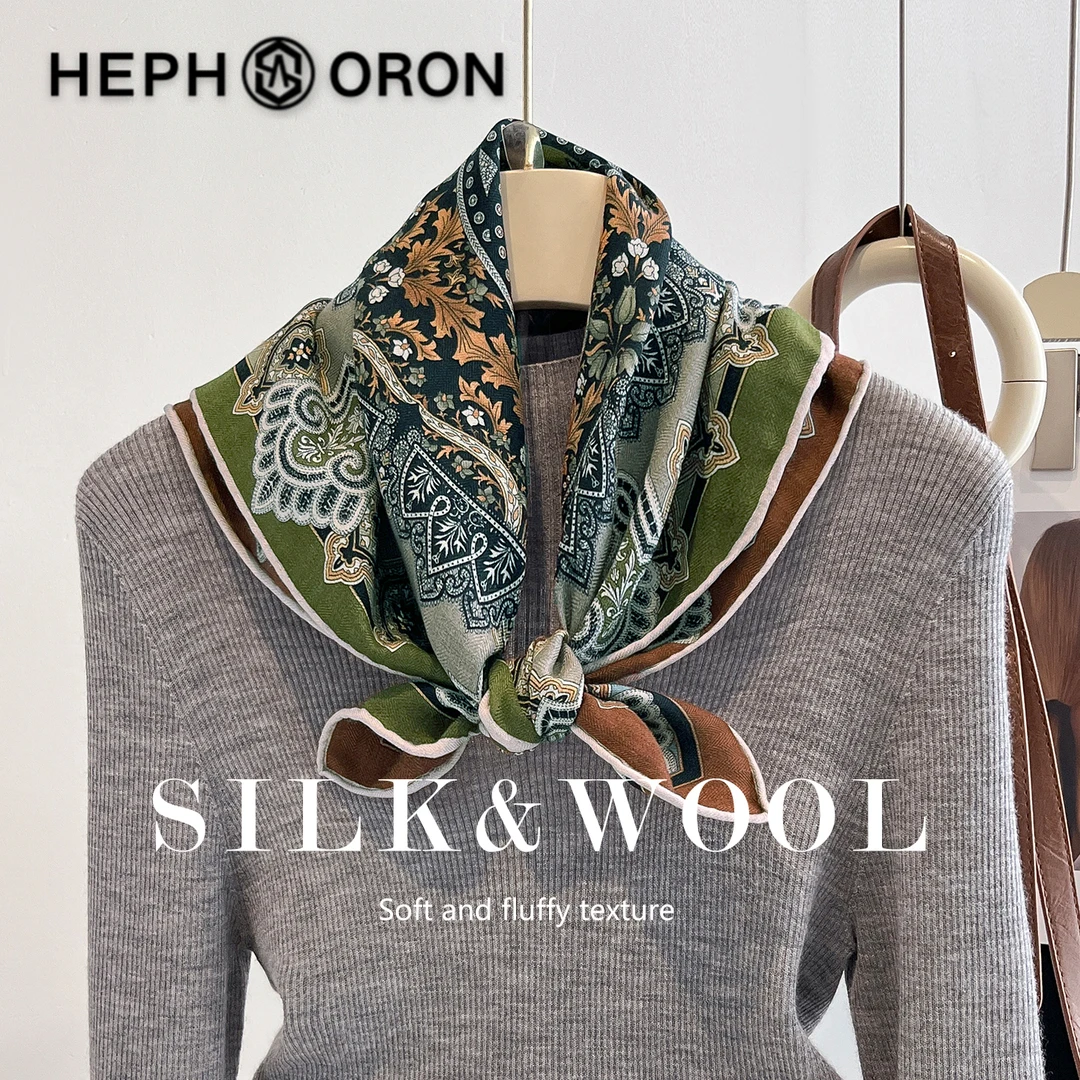 绿色真丝羊毛百搭丝巾女款爆款2025新款高级感系脖护颈双面领巾