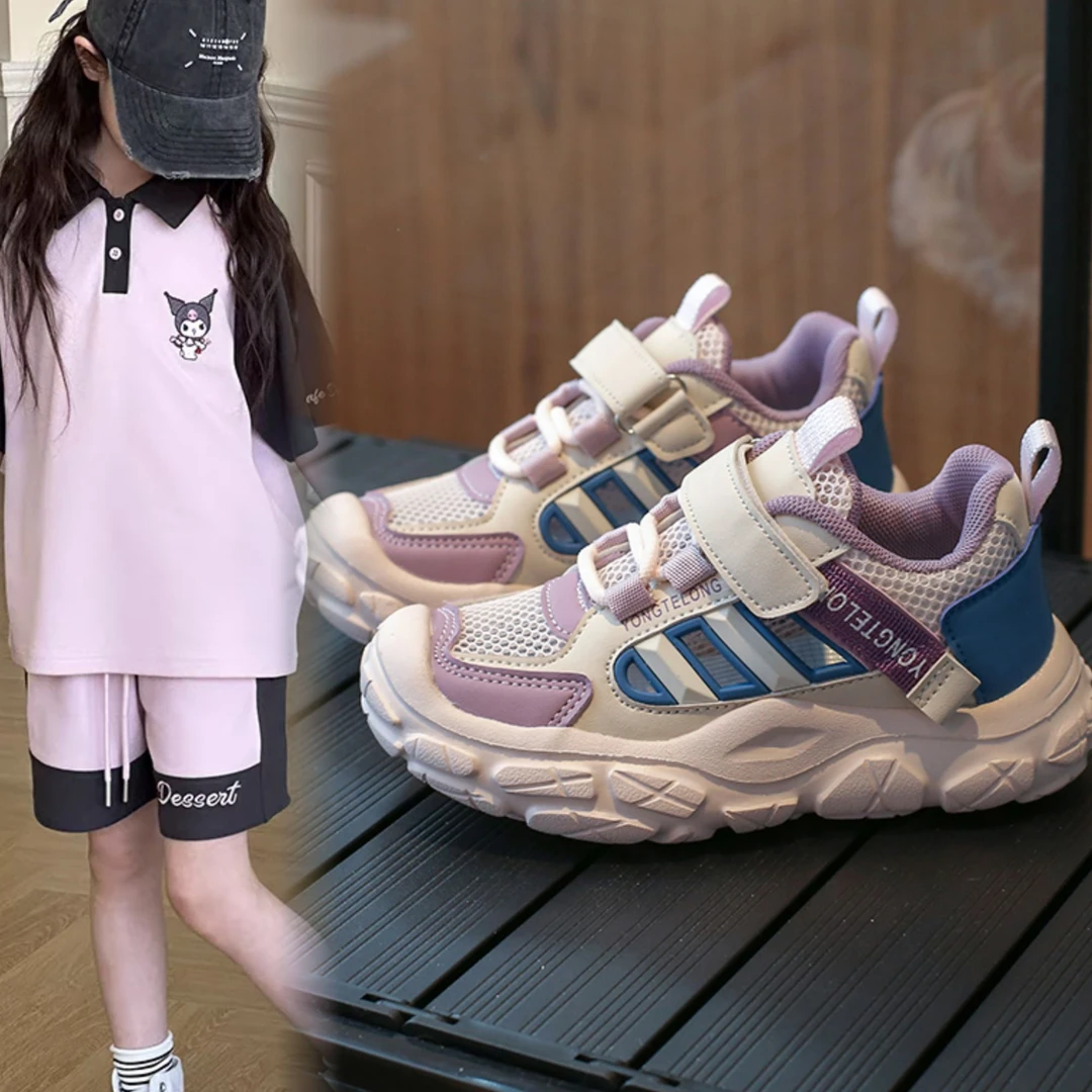 ABC女童夏季新款运动鞋2025爆款儿童老爹鞋透气软底网面镂空凉鞋