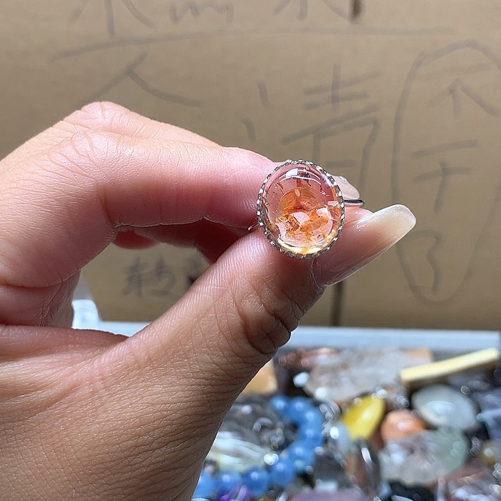 水晶水晶戒指银S925镶嵌该***了