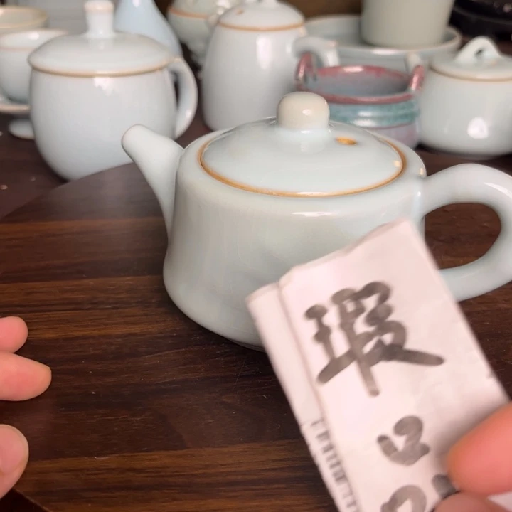 天青竹节壶瑕品窑变气孔
