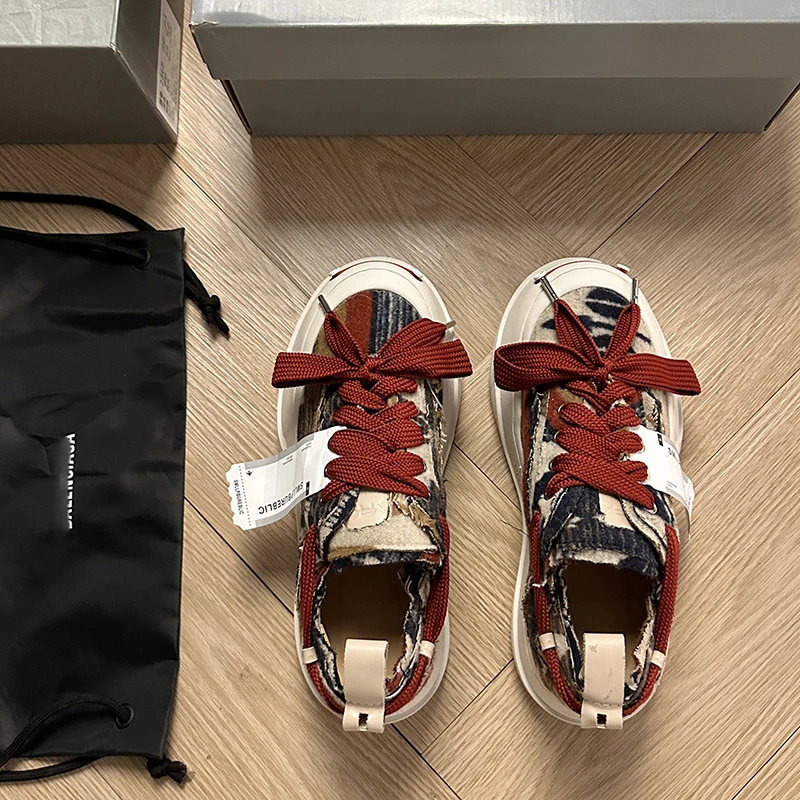 正品檀健次同款秋季新款情侣厚底帆布鞋女半拖学院风乞丐板鞋小牛