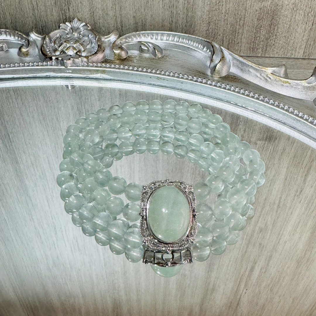 |碧荷|绿萤石多圈设计手串A0150