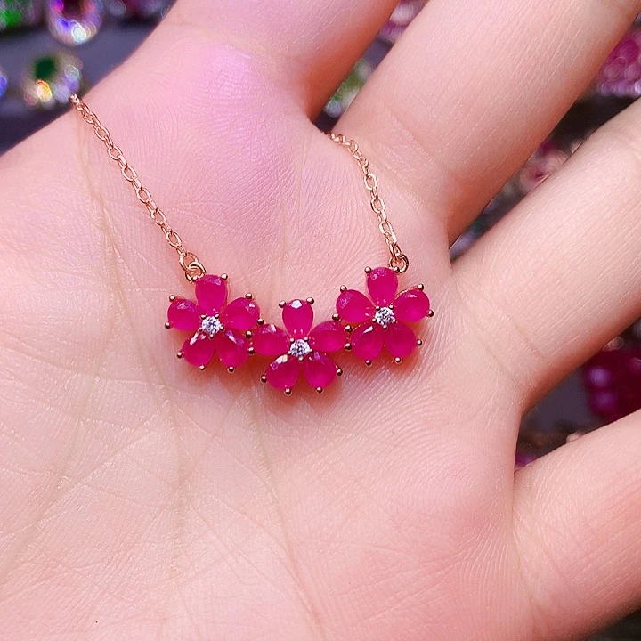 颈饰红宝石银S925镶嵌