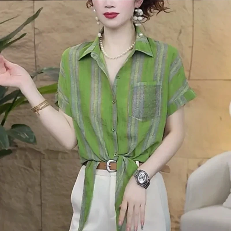 2025夏季新款时尚扎染水墨画短袖修身立体百搭上衣#2507